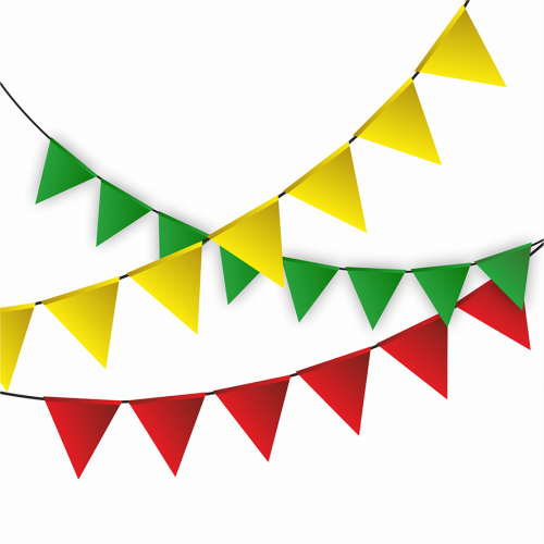 Флажная гирлянда с однотонными треугольными флажками