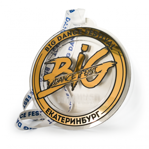 Медаль из акрила с пластиком 3-слойная (один слой пластика)