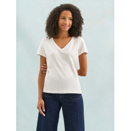 Футболка женская Regent Women с V-образным вырезом, молочно-белая