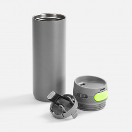 Термостакан X1 с цветной кнопкой, серый с желтым