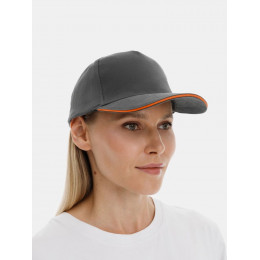 Бейсболка Long Beach, серая с оранжевым