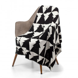 Плед «Танцующий лес», белый с черным