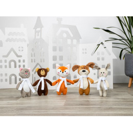 Мягкая игрушка Beastie Toys, котик с белым шарфом