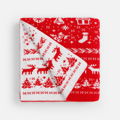 Плед Holidale, красный с молочным