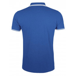 Рубашка поло мужская Pasadena Men 200 с контрастной отделкой, ярко-синяя с белым
