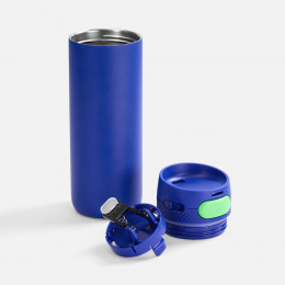 Термостакан X1 с цветной кнопкой, синий с зеленым