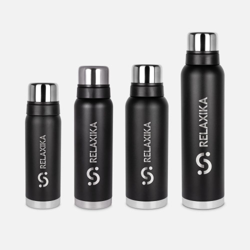 Термос Relaxika 750 со стикерпаком, черный