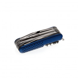 Нож многофункциональный (15 функций); синий; 9х2,8х2,9 см; металл; лазерная гравировка