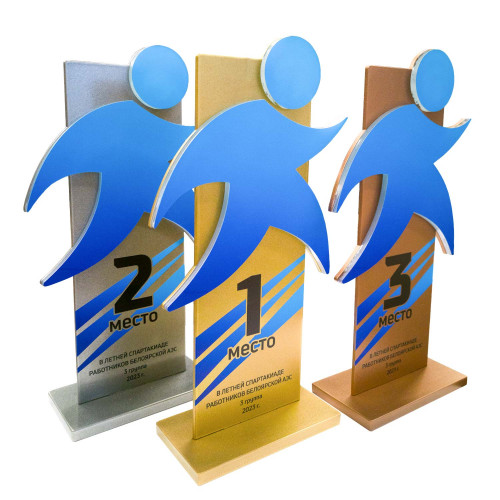 Приз 2-слойный из металла и акрила с УФ-печатью S 1-100 см2, толщина 3 мм